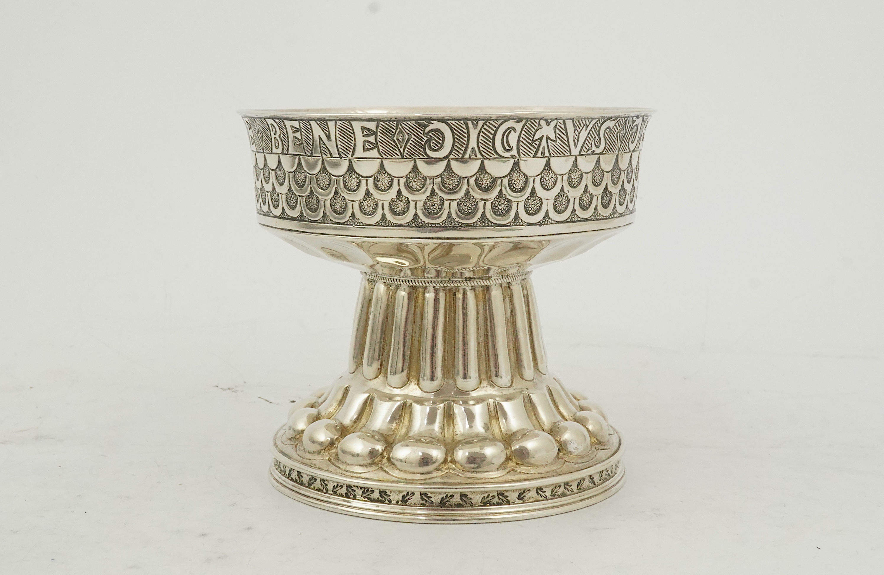 An Edwardian embossed silver replica model of the 16th century Tudor Cup or Holms Cup, by Nathan & Hayes